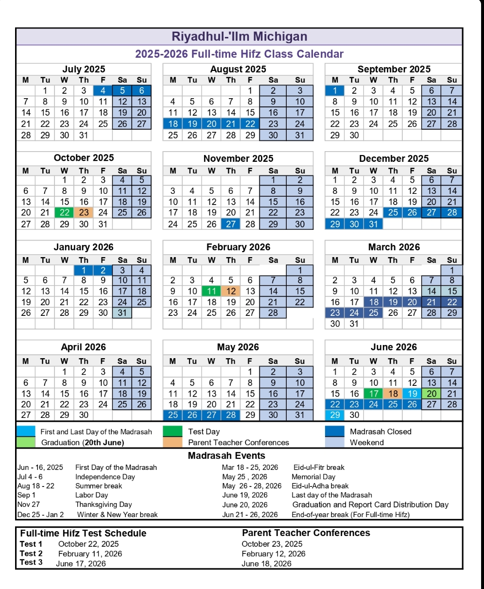 Academic calendar 2025-2026