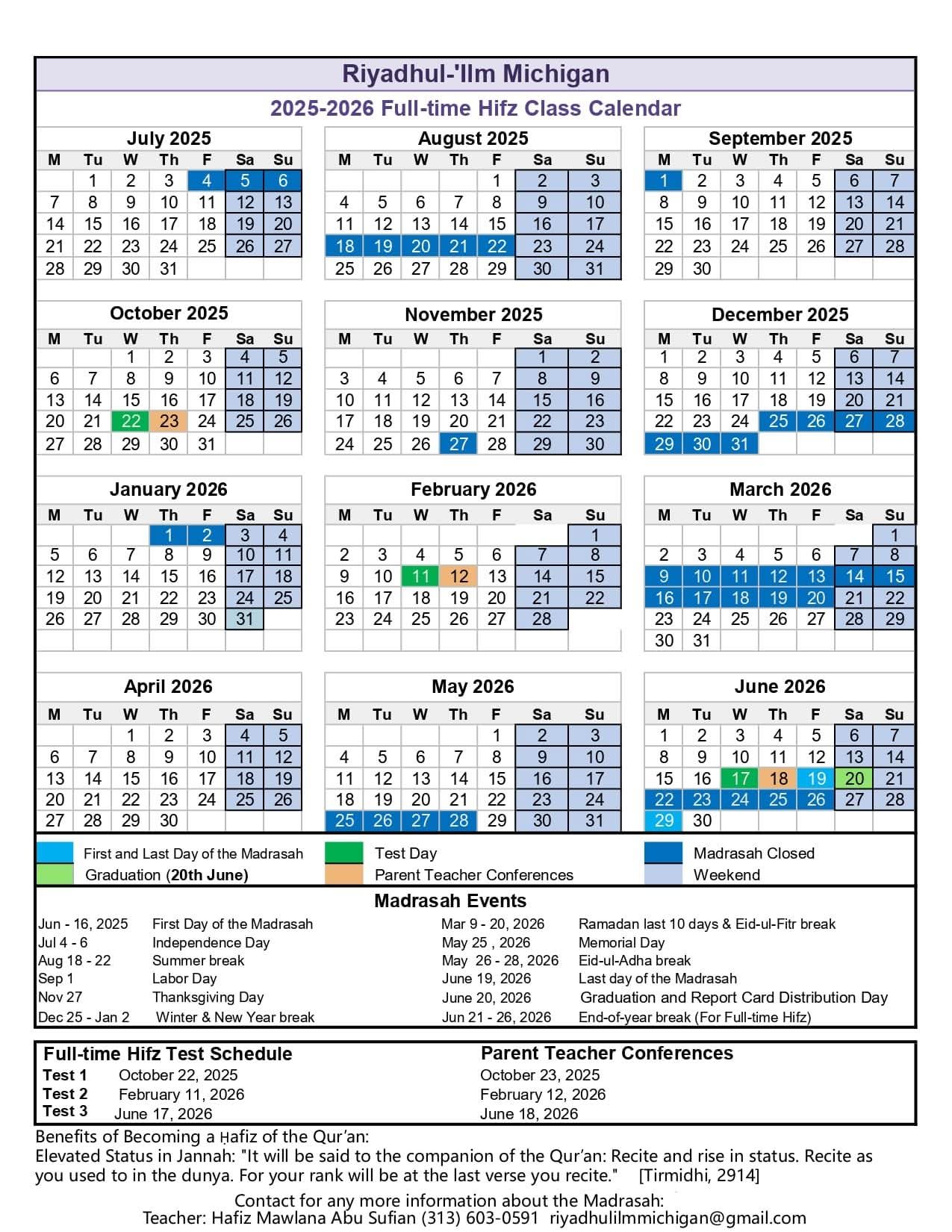 Academic calendar
